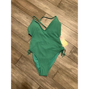 Stoney Clover by Target Cheeky High Leg One Piece Green Swimsuit Large NWT